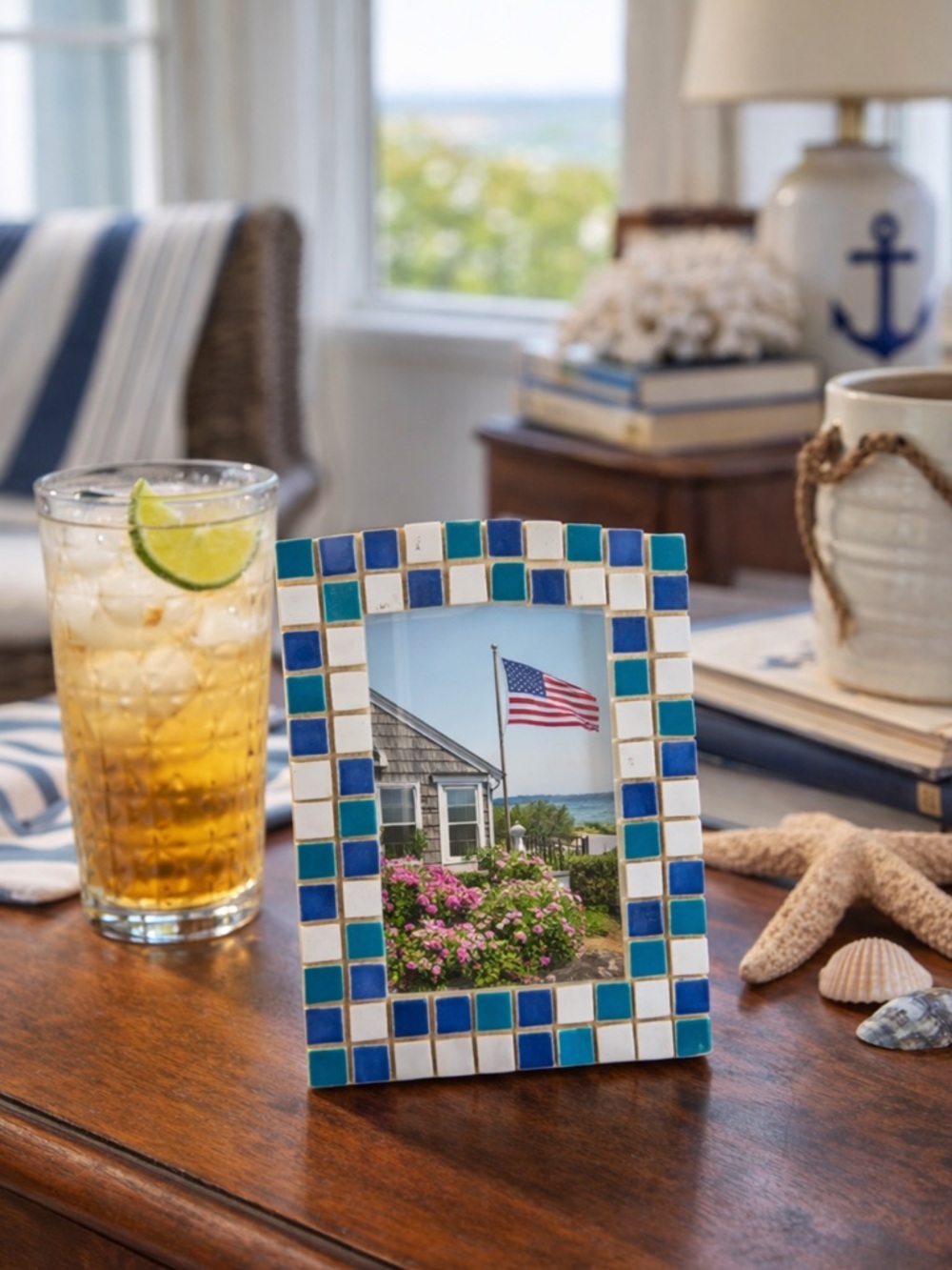 Vintage Mosaic Ceramic Tile Photo Frame